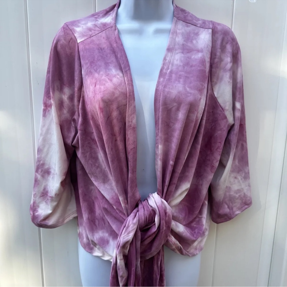 Elan Tie Dye Boho Beach Resort Cruise Super Soft Front Tie Crop Top Size 1X Plus